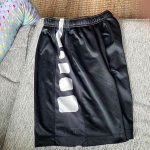 Black, Nike shorts. Dry-Fit, with drawstring.